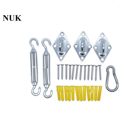 China Marine Shade Sail Stainless Steel Sun Shade Sail Grade 304 Fitting Hardware Kit Include Turnbuckles, Eye Plates, Spring Hook, Screws for sale