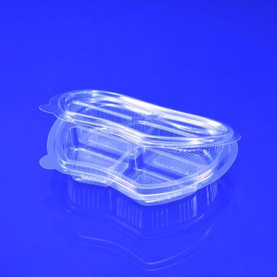 China Disposable Container For 4 Compartment Food Container Clear Plastic Eco-Friendly Disposable Flip Storage Box for sale