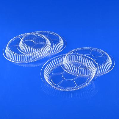 China Disposable Container for Food Disposable Aluminum Cover Plastic Cover Around Food Packaging Clear Cover for sale