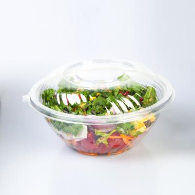 China Custom Clear Round 80oz Disposable Plastic Fruit Salad Takeout Bowl With Lid for sale