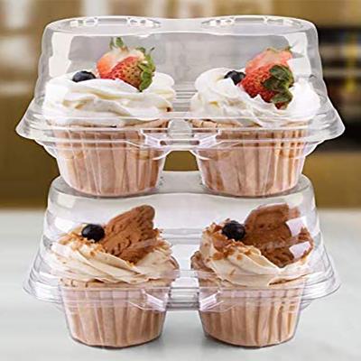 China Disposable Container For Food Custom Clear Plastic Blister Rectangle Cup Cake Box Disposable Clamshell Hinged Plastic Food Container With Lid for sale