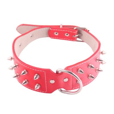 China Viable Hot Sale Bulldog Punk Rivets Leather Belt Buckle Leash Dog Collar Pet Collar And Leash for sale