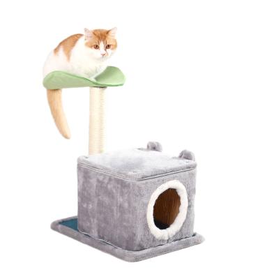 China Large Viable Wholesale Wooden Cat Tower Scratcher Treehouse for sale