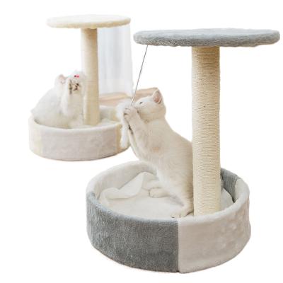 China Wholesale Luxurious Natural Sisal Large Pet House Scratcher Furniture Cat Tree Luxurious Stocked Wooden Cat Tree for sale