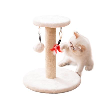 China Single Post Viable Cat Tree Sisal Cat Scratching With Hammock Lighter And Plush Toy for sale