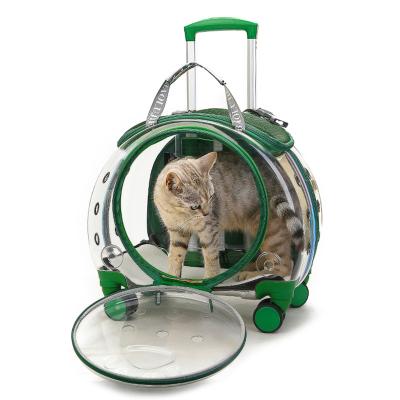 China New Pet Trolley Bag Pet Backpack Bag Transparent Bubble Box Portable Case Windproof Theft for sale