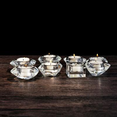 China Nordic luxury custom crystal cube candlestick candlestick romantic crystal candlestick wedding crystal cand for sale