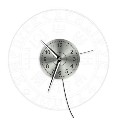 China FILE Factory direct sale Hokkaido runes transparent wall clock with lights quartz analog wall hanging acrylic clock for sale