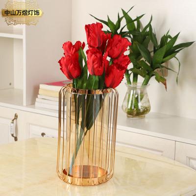 China Beautiful Nordic Home Decor Vase For Home Decor Sublimation Ornaments Round Metal Open Vase For Home Decor for sale