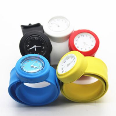 China Good quality silicone non-specific colorful slap watch for men and women, silicon slapwrist watch, sport soft feeling watch for sale