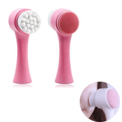 China Double Sided Brush Double Sided Face Brush Silicone Soft Facial Cleansing Brush Cleansing Tools for sale