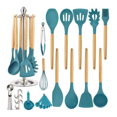 China Viable Sustainable Cookware 16pcs Non-stick Kitchen Tools Non-Toxic Silicone Baking Cookware Set for sale