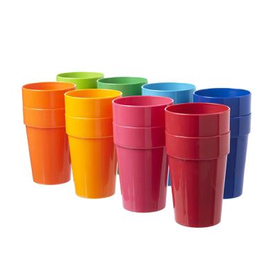 China Beverage Beverage Set of 16 Unbreakable Plastic 10oz Kids Juice Tumblers in 8 Colors Assorted Reusable Custom Plastic Cup for sale