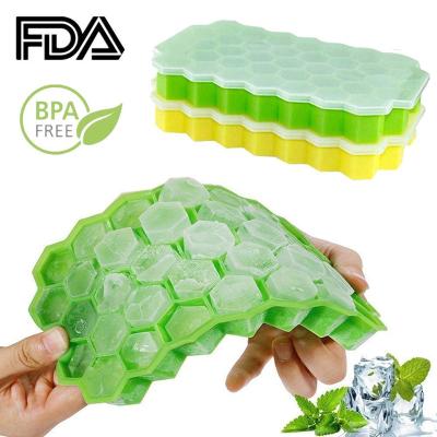 China Sustainable Food Grade 37 Cubes Ice Cube Trays Whiskey Ice Cube Mold Storage Containers Ice Cube Trays Custom Silicone for sale