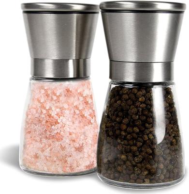 China 2 Pack Viable Spice Grinder with Adjustable Coarse Salt Mills Shakers Stainless Steel Salt and Pepper Grinder Set for sale