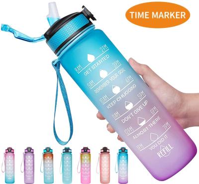 China Sport Viable Motivational Fast Flowing Marker Eco Friendly Big Time 32oz Water Bottle With Custom Logo for sale