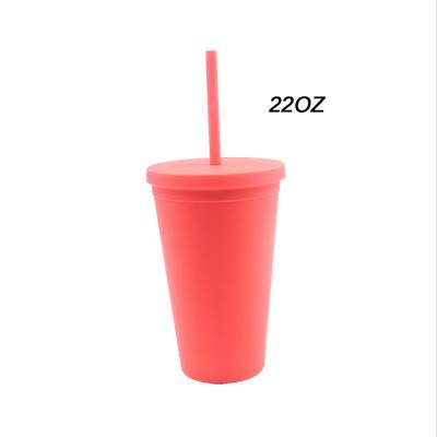 China Matte Plastic Bulk Acrylic Insulated Tumbler Cup With Lid Reusable Cups 22oz 4PACK PLASTIC Double Wall And Straw for sale