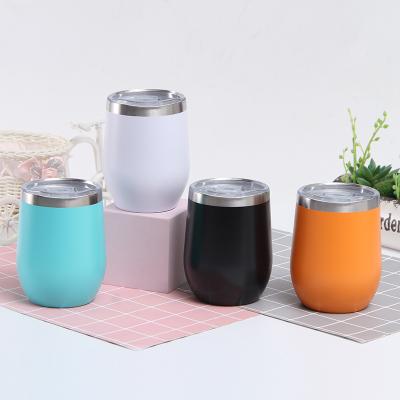 China 12oz Stainless Steel Wall Tumbler Double Walled Egg Viable Water Bottle Unbreakable Cocktail Vacuum Viable Wine Cup Tumbler for sale