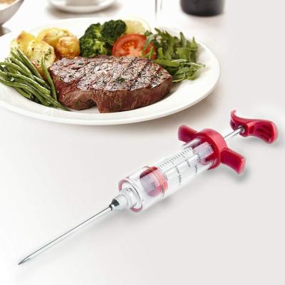 China Premium Viable Portable Turkey BBQ Meat Injector Marinade Injector Plastic Syringe With Meat Screw Needle For BBQ Grill for sale