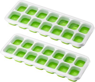 China Easy-Release Stocked Silicone and Flexible 14-Ice Trays with Removable Lid, LFGB Certified and BPA Free, Stackable Ice Cube Mold for sale