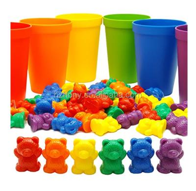 China Children's Toy Preschool Math Rainbow Model Toy Counting Toys Counting Bears with Matching Sorting Cups for sale