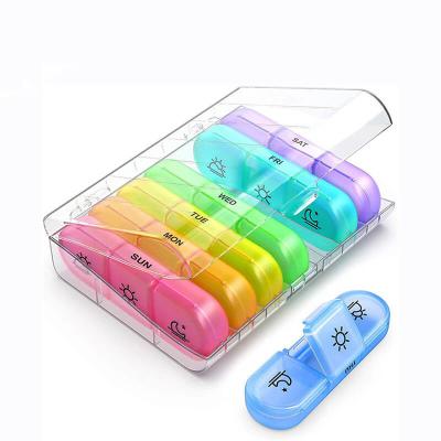 China Weekly Pill Organizer 3 Times a Day  Pill Box 21 Cases Monthly Travel Pill Box for sale