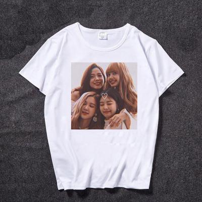 China QUICK DRY Wholesale Kpop Idol Magazine Merchandise Photo Black Pink Black Short Sleeve T-Shirt for sale