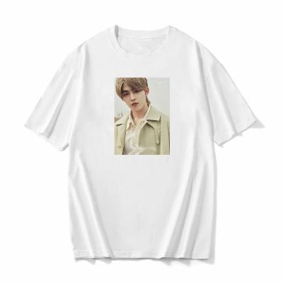 China Wholesale Kpop Idol Goods SEVENTEEN Magazine Photo White Short Sleeve T-Shirt for sale