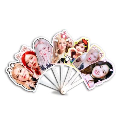 China Wholesale South Korean Cute Black Pink Fan Group Cartoon KPOP Plastic Fan Folding for sale