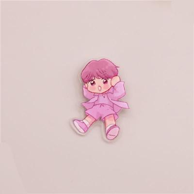 China Wholesale Kpop Bantan Boys Group South Korean Popular Cartoon Magazine Photo Acrylic Badge for sale