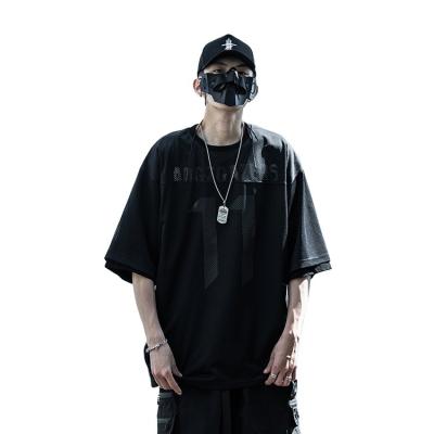 China Breathable Wholesale Black 100% Polyester Two Piece Fake Fashion Streetwear Mens Oversized T-Shirt for sale