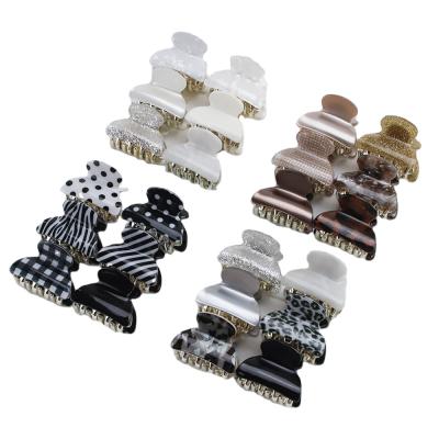 China Girls 6PCS/Set 4cm Elegant Factory Sales Women's Hair Claw Clip Factory Direct Acrylic Floral Hair Hold Small Crab Hair Claw Clips for sale