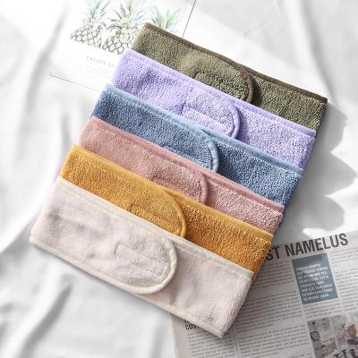 China Popular Soft Velvet Toweling Face Wash Bath Women Girls Hair Accessories Adjustable Hairband Headbands for sale