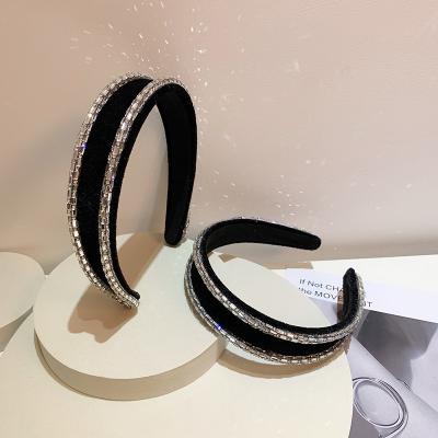 China Fashionable Headband Part Wedding Crystal Wide Black Hair Accessories Rhinestone Hair Circle Bands Headband Hairband for sale