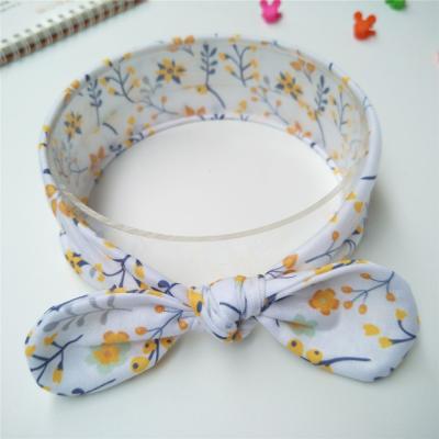 China Fashion Hair Accessories Baby Infant Kids Cotton Print Bow Rabbit Ear Hair Band Headbands Turban Headbands for sale