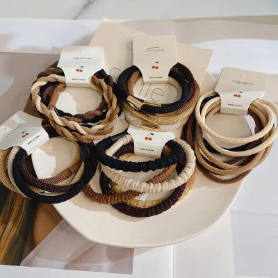 China 5PCS/Set Fashion Hair Accessories Women Elastic Bands Simple Black Ponytail Holder Hair Ties Elastic Hair Bands for sale