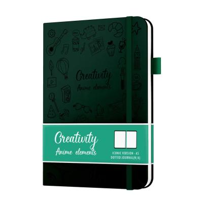 China Journal Stationery Cover Quality PU Eco-friendly Paper Embossing Pattern In Composition Green Black Notebook Office Supplies Lined Dot Printing for sale