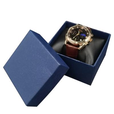 China Hot Selling Handmade Watch Case Biodegradable Bespoke Logo Luxury Rigid Paper Cardboard Top Grade Leather Watch Gift Box With Pillow for sale