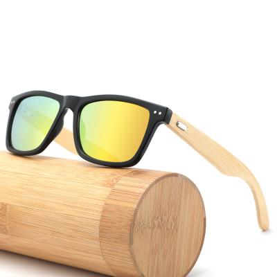 China Good price square rivet double frame square rivet vintage wooden leg bamboo sunglasses for men and women for sale