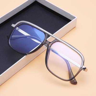 China Fashionable Even Nice Large Square Frames Computer Glass Frame Anti Myopia Metal Glasses Double Bridge Blue Light for sale