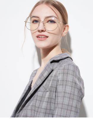 China Optical Glasses 2021 Simple Round Oversized Women Metal Glasses Sight Glasses for sale