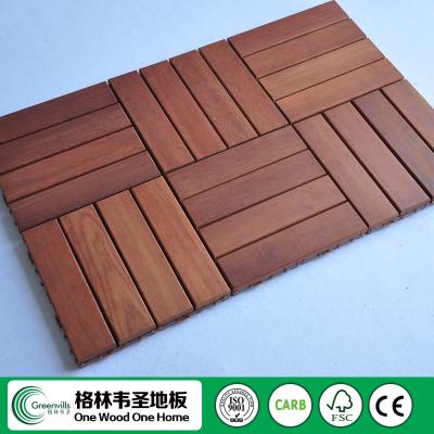 China Interlocking interlocking use color tiles kempas hardwood exterior flooring natural outdoor decking for sale