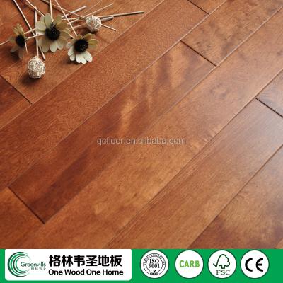 China Indoor Birch Hardwood Flooring / Solid Wood Flooring /Parquet Flooring Stained Chestnut Color for sale