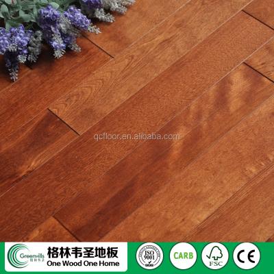 China Indoor Birch Hardwood Flooring Timber / Floor Tile Stained Chestnut Color for sale