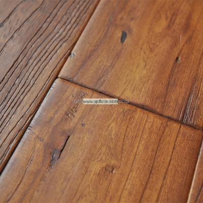 China Competitive Wood Flooring Prices Indoor Brushed And Distressed Elm Wood Flooring for sale