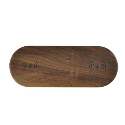 China Hot Sale 20W Amazon Woodiness Fast Wireless Oval Wooden Walnut Strip Charger Wireless Charger Pad for sale