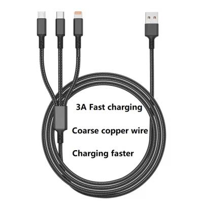 China New Product Mobile Phone Multifunctional Hot Selling Wholesale Cables 3 in 1 Fast Charging Data Cable for sale