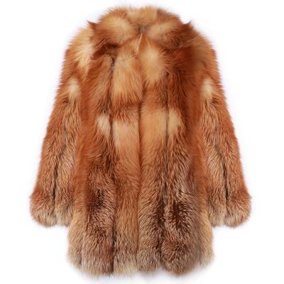 China Women Winter Real Fox Fur Jacket Long Fur Coat Warm Collar Anti-Shrink Turn-Down For Ladies for sale