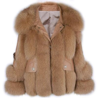 China Autumn New Elegant Women Real Fur Jacket Turn-Down Collar Fox Fur Coat Ladies Outerwear Anti-wrinkle for sale