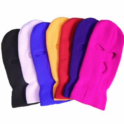 China Custom Logo Custom Design Balaclava 3 Hole Embroidery Full Face Knit Ski Mask Beanie Hat for sale